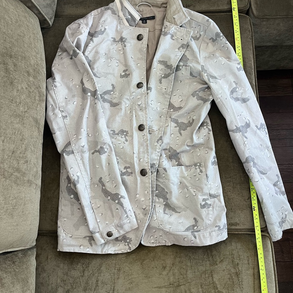Gray Camouflage Button-Up Jacket
